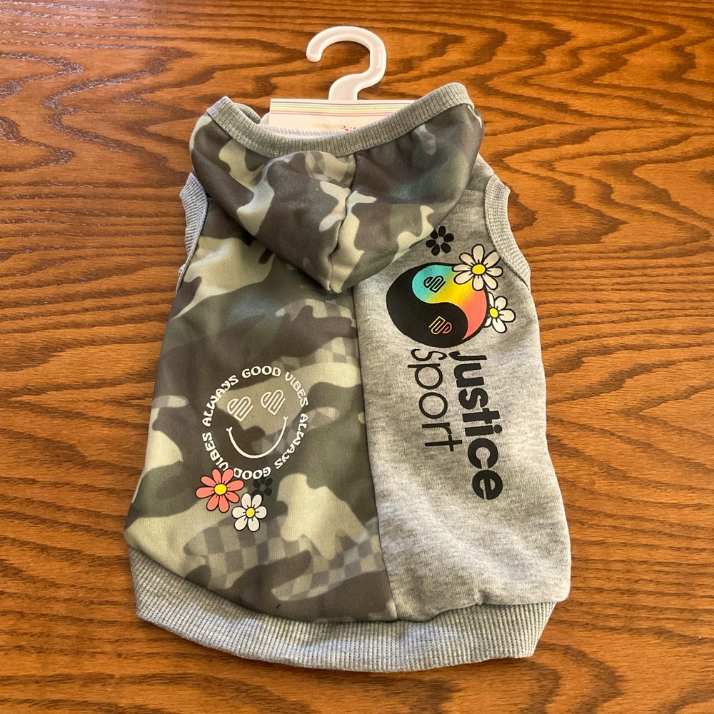 NWT Justice Camo Mix Pet Hoodie, Sz S
